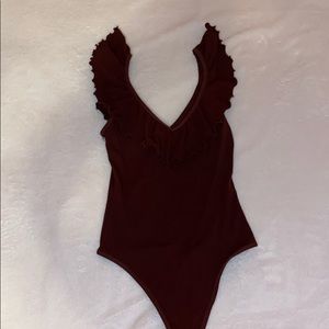 Brown v cut bodysuit